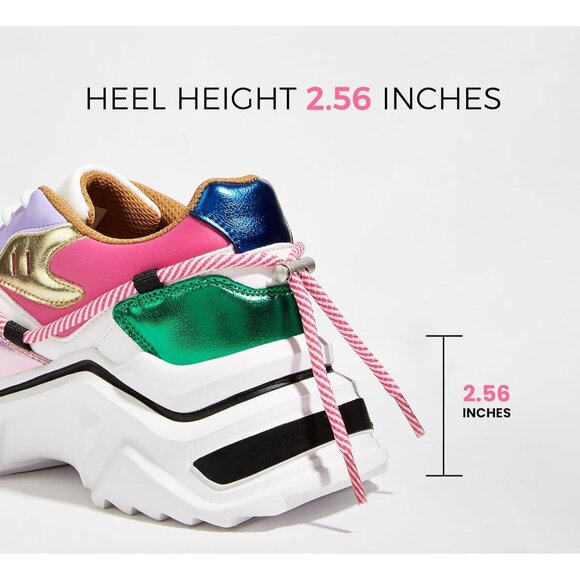 Brand New Women Purple/Fuchsia Rubber Chunky Dad Sneakers Color block Platform - Picture 3 of 9